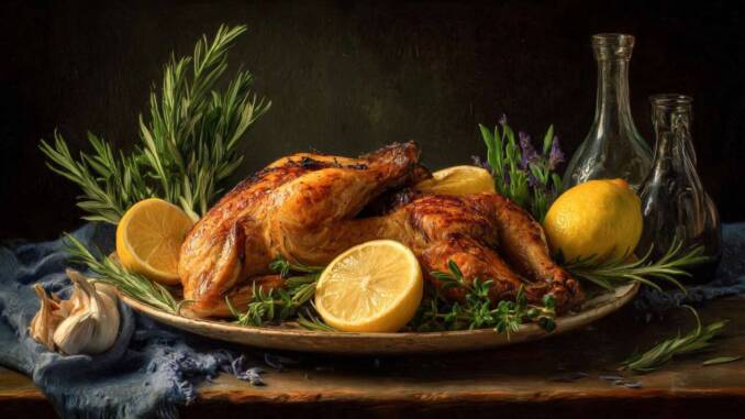 Pulpe sau piept de pui la cuptor cu ierburi, lămâie și usturoi — rețetă pentru carne crocantă