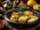 Pui la cuptor cu lămâie și ierburi aromatice, așezat peste legume coapte