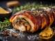 Ruladă de pui aromată cu ierburi și lămâie, umplutură de pesmet și parmezan