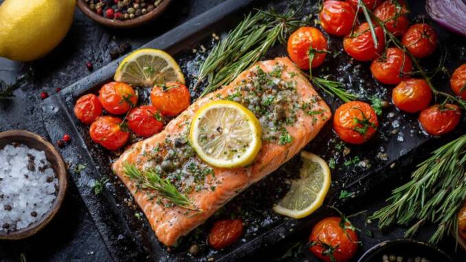 File de somon cu zeamă de lămâie, verdețuri aromatice și capere — rețetă ușoară și rapidă