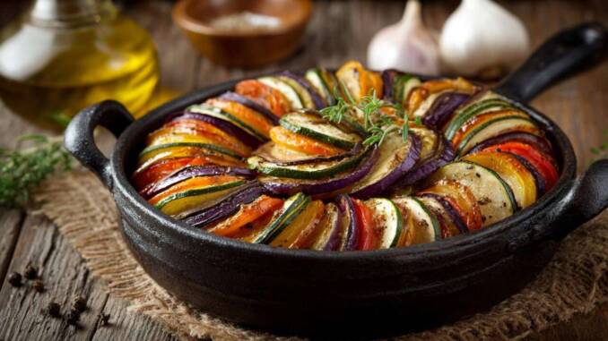 Ratatouille estival cu ierburi proaspete și usturoi, rețetă ușoară și parfumată