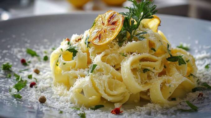 Tagliatelle cu sos de lămâie și parmezan: rețetă rapidă și cremoasă pentru 4 porții