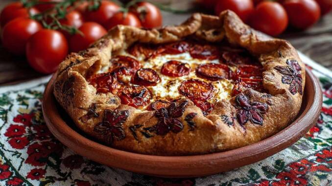 Tartă sătească cu roșii și brânză de capră: rețetă ușoară pentru o crustă crocantă