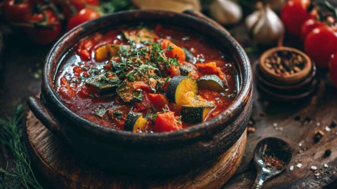 Tocană țărănească de legume cu ierburi parfumate — rețetă vegetariană simplă și savuroasă