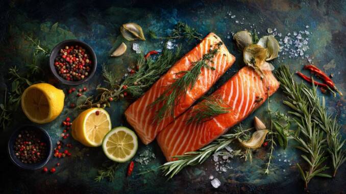 File de somon cu ierburi aromate și lămâie, fraged și cu piele crocantă