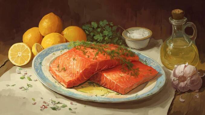 Filet de somon la cuptor cu lămâie și verdețuri, rețetă rapidă și ușoară