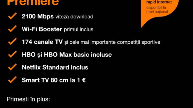 Orange introduce pachetul Love Premiere: TV Samsung la 1 euro, internet de 2100 Mbps și streaming inclus