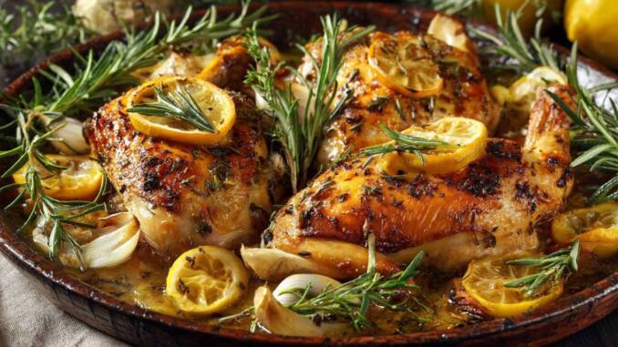 Piept de pui la cuptor cu ierburi și lămâie — rețetă ușoară pentru coajă crocantă și sos plin de aromă