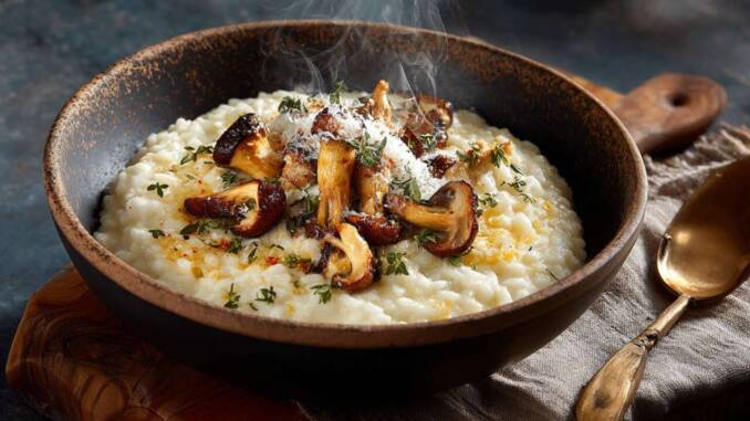 Risotto cremos cu ciuperci și parmezan – instrucțiuni pas cu pas pentru orez Arborio/Carnaroli