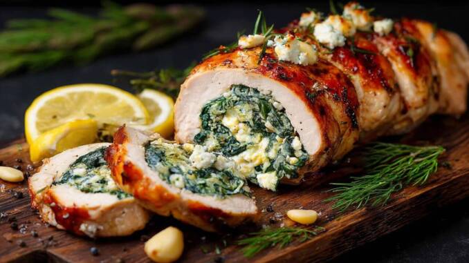 Ruladă de pui umplută cu spanac, ricotta și lămâie — rețetă simplă și suculentă