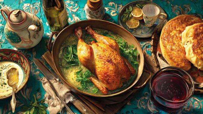 Ruladă delicată de pui cu ierburi parfumate, spanac și cremă de brânză