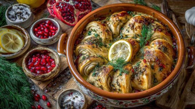 Rulouri de pui cu ierburi și lămâie, gătite după rețeta tradițională