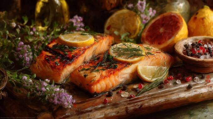 Somon la cuptor cu lămâie și ierburi aromate, rețetă rapidă și fragedă