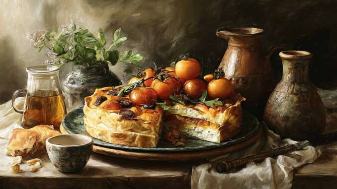 Plăcintă rustică cu legume și telemea – rețetă ușoară și crocantă