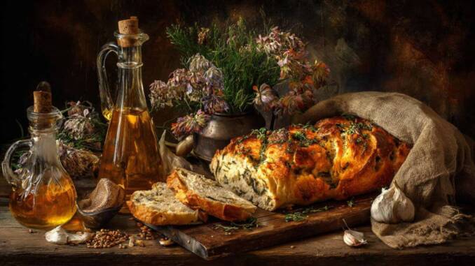 Pâine rustică cu ierburi și ulei de măsline — instrucțiuni pas cu pas pentru o crustă aurită Pâine rustică cu ierburi și ulei de măsline — instrucțiuni pas cu pas pentru o crustă aurită