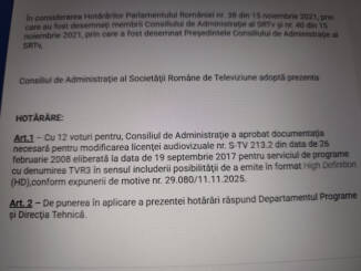 TVR 3 va difuza oficial în HD în urma actualizării licenței solicitate de Societatea Română de Televiziune