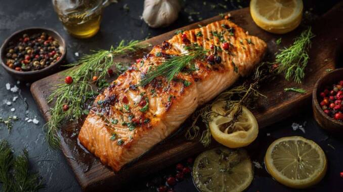 Rețetă rapidă de somon la cuptor cu lămâie, ierburi aromatice și sos de unt
