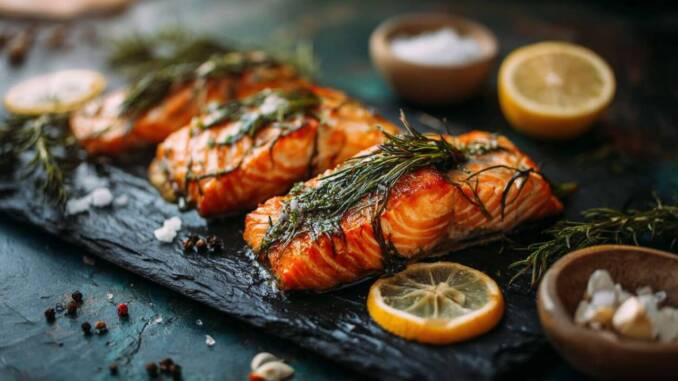 Somon copt cu lămâie și ierburi aromatice, rețetă rapidă și suculentă