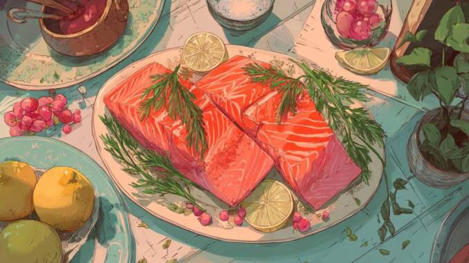 File de somon la cuptor cu lămâie și ierburi aromate, fraged și suculent