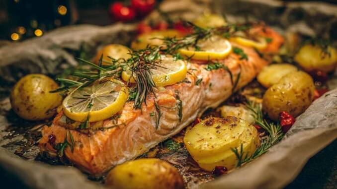 Rețetă simplă și rapidă de somon la cuptor cu lămâie și ierburi proaspete